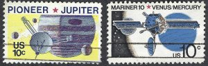 United States #1556-1557 2 x 10¢ Space Exploration (1975). Two stamps. Used.