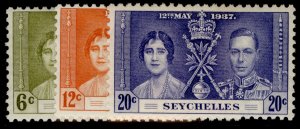 SEYCHELLES GVI SG132-134, CORONATION set, M MINT.