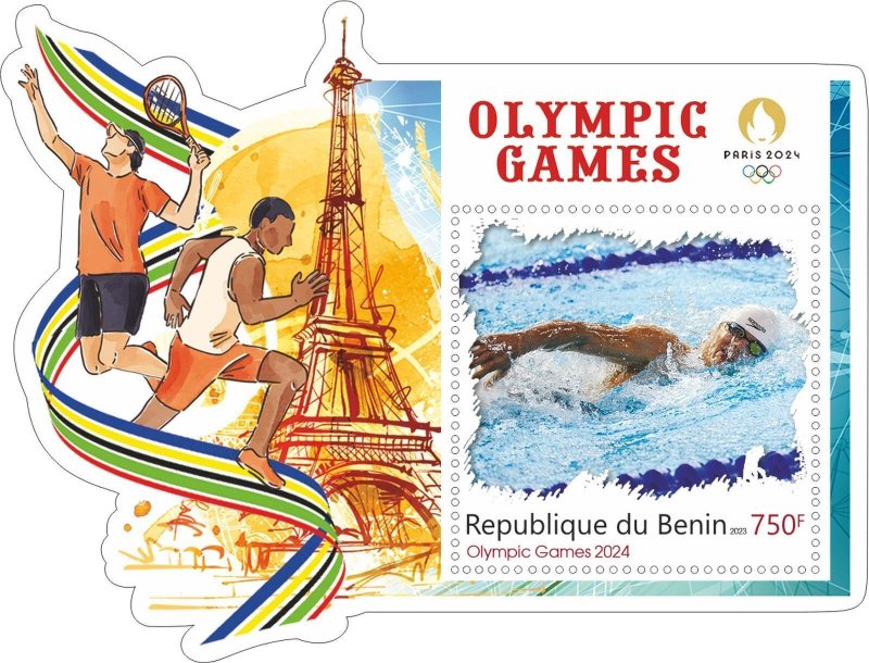 Stamps. Olympic Games in Paris 2024 2023 year, 8 sheets  perforated  NEW