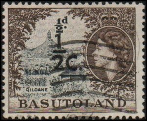 Basutoland 61 - Used - 1/2c on 1/2p Qiloane Hill (1961) +