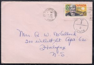 Canada - Aug 1, 1971 Charlottetown, PE 2c Postage Due Cover