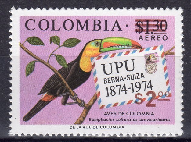 Colombia 1977 Birds ovpt.new value Set (1) MNH VF Sc#C656