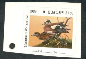 MI14 Michigan #14 Mint State Waterfowl Duck Stamp - 1989 Widgeons