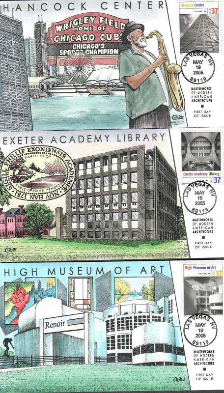 US Collins FDC SC#3910 A-L Masterworks Of Modern American Architecture