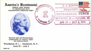 US BICENTENNIAL REENACTMENT OF ROCHAMBEAU MARCH AT W. HARTFORD, CONNECTICUT