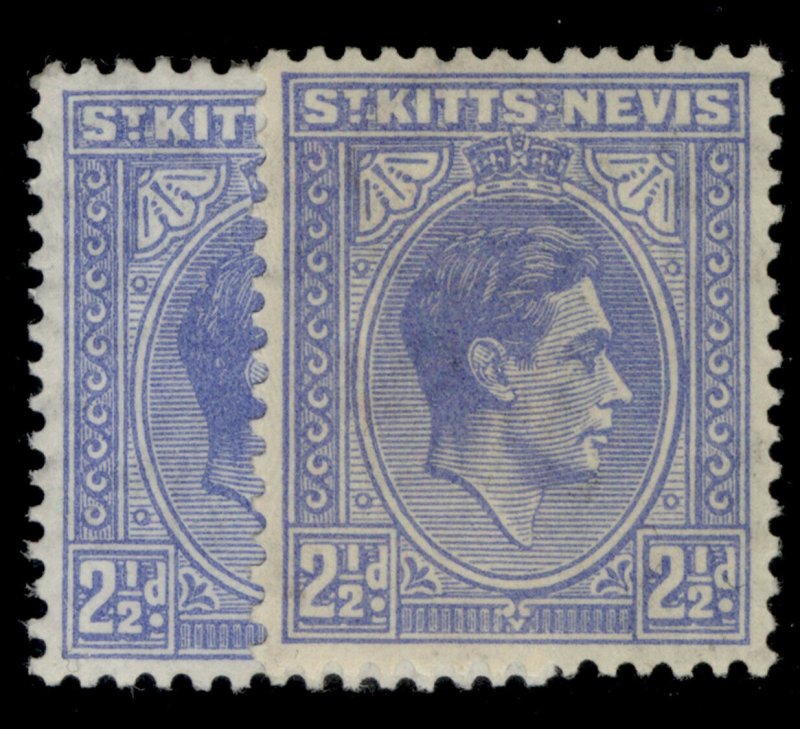 ST KITTS-NEVIS GVI SG72 + 72a, 2½d SHADE VARIETIES, M MINT. Cat £10. 