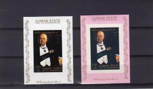 Ajman State 1973 Sir Winston Churchill S/S (2) Imperforated MNH