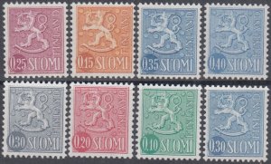 FINLAND Sc # 400-405A MNH SHORT SET of 8 LOW VALUES - DEFINITIVES