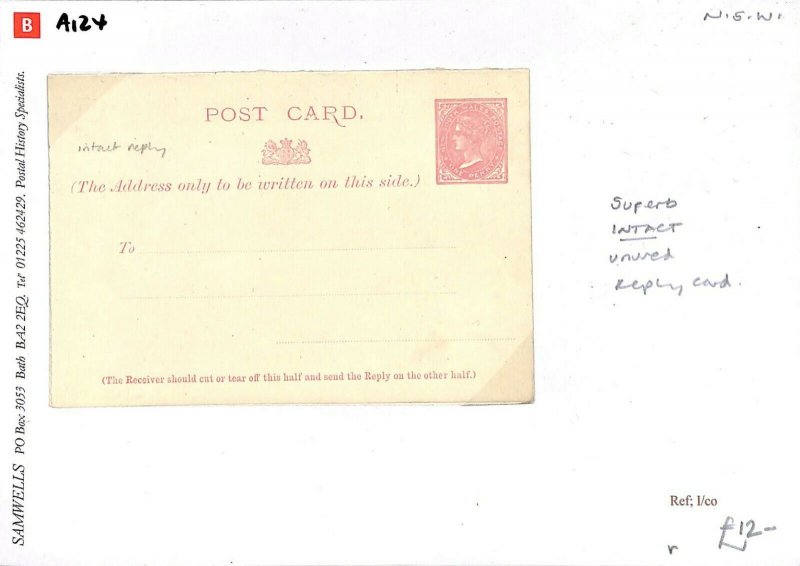 Australian States NEW SOUTH WALES QV Stationery Superb INTACT REPLY CARD  A124