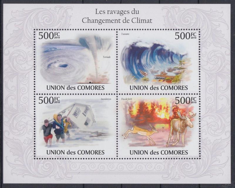 XG-AF280 COMOROS IND - Meteorology, 2010 Climate Change Damages MNH Sheet