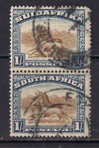 South Africa 1930 1/-d Bilingual Pair used stamps cv £85 SG 36a ( A308 )