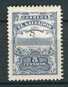 SALVADOR; 1915-16 Unissued Remainders ' S ' Optd fine Mint hinged 5c. value