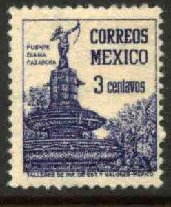 MEXICO 805, 3cents Diana the Huntress Fountain. UNUSED, HINGED, OG. F-VF.