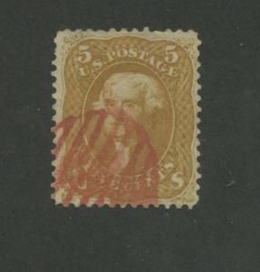 1861 United States Postage Stamp #67 Used VF appearing Postal Canceled, Cert