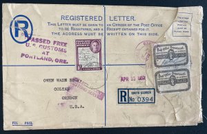 1952 South Georgia Falkland Island Cover To Coltan OR USA Officially Sealed Labe