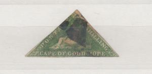 Cape of Good Hope 1853 1/- Green Triangle Imperf Used J1675