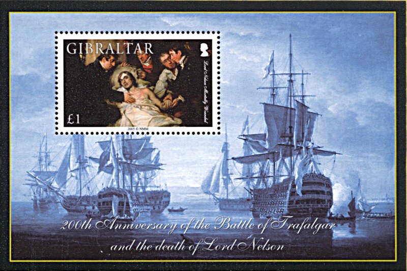 Gibraltar 1027, MNH, Bicentennial of Death of Admiral Nelson souvenir sheet
