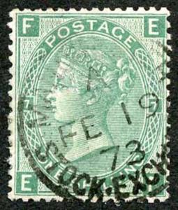 SG117 1/- Green Plate 7 wmk Spray Cat 90 pounds