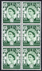 Scotland XS22 1/3 Green Crowns Wmk Cream Paper Block 6