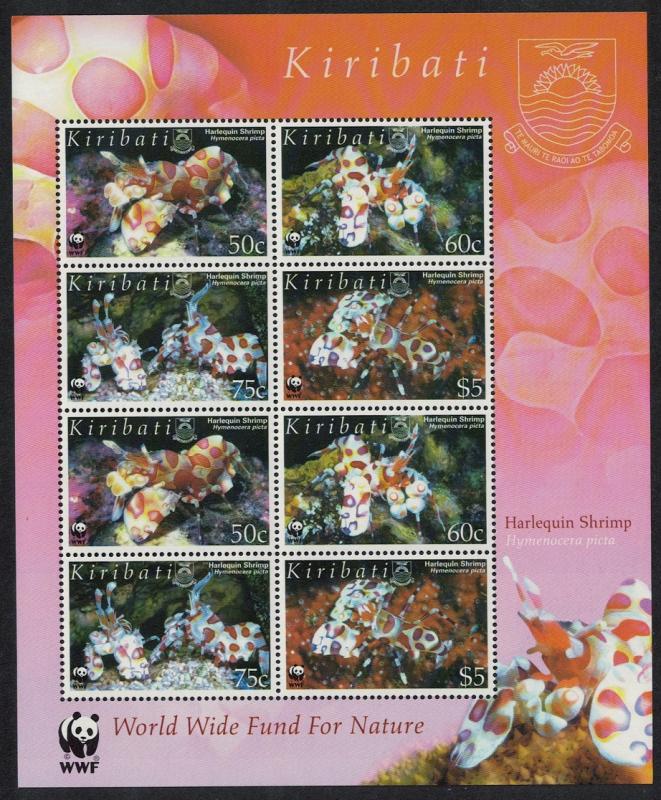 Kiribati WWF Harlequin Shrimp Sheetlet of 2 sets SG#746-749 MI#983-986