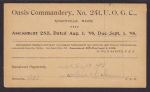 US Sc 279 on 1898 Post Card, Knightsville, ME DPO