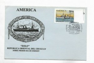 URUGUAY 1994 SHIPS POSTAL TRANSPORTS IMPERFORATED LIMITED TIRAGE FDC COVER