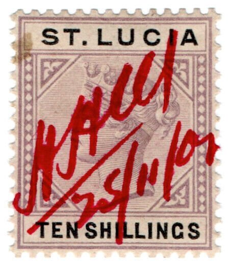 (I.B) St Lucia Revenue : Duty Stamp 10/-