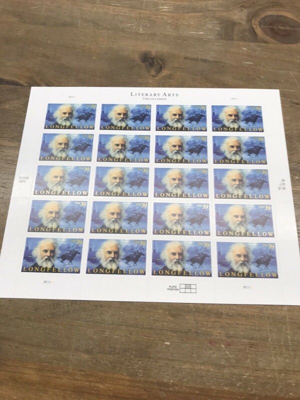 SCOTT# 4124 SHEET OF 20 LONGFELLOW 39 CENT  STAMPS MNH