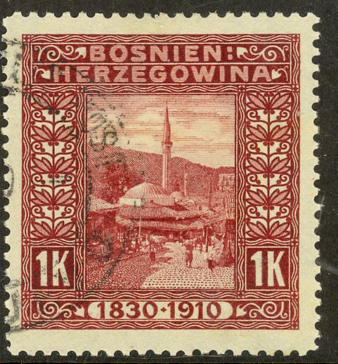 BOSNIA AND HERZEGOVINA 191 1K Mosque Franz Joseph Birthday Jubilee Sc 59 VFU