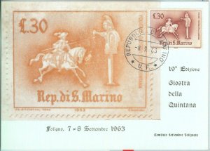 89862 - SAN MARINO - Postal History - MAXIMUM CARD - 1962 Jousting TOURNAMENT-