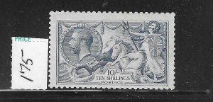 GREAT BRITAIN SCOTT #175 1913 SEAHORSES 10 SH (BLUE)-(WATERLOW BROTHERS- MINT LH