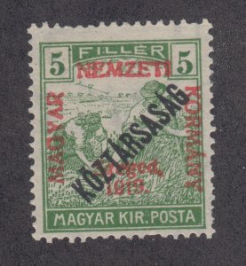 Hungary Sc 11N22 MLH. 1919 5f green Sowers, couple of short perfs, SZEGED ovpt
