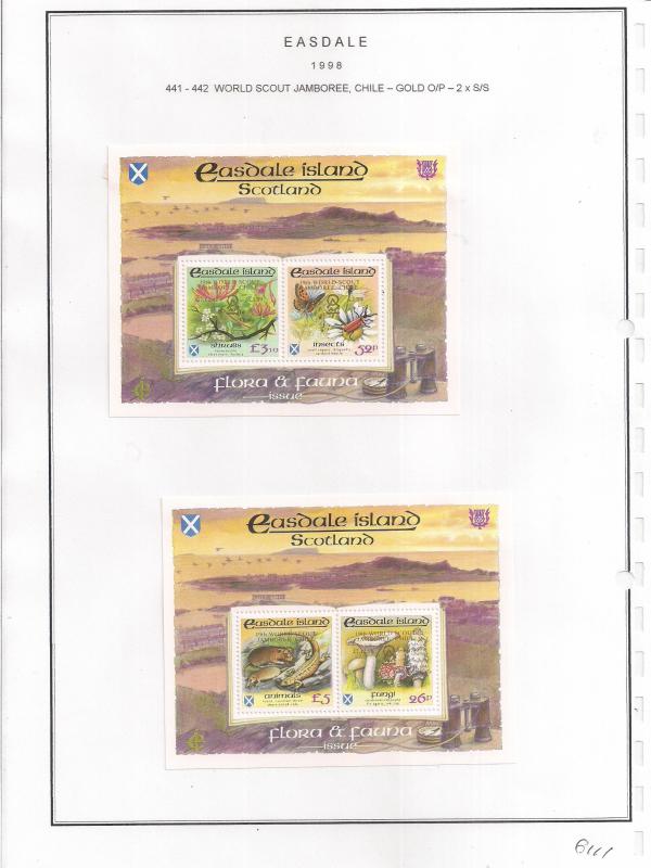 SCOTLAND - EASDALE - 1998 - Scouts Jamboree Gold o/p -  Perf 2 S/Sheets - MLH