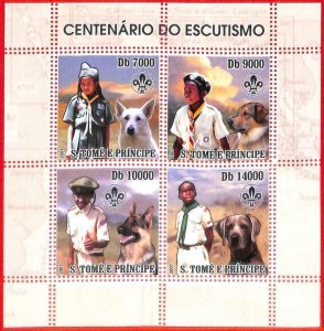 A4089 - SAO TOME & PRINCE - ERROR MISPERF stamp sheet: 2007 Boy Scouts DOGS