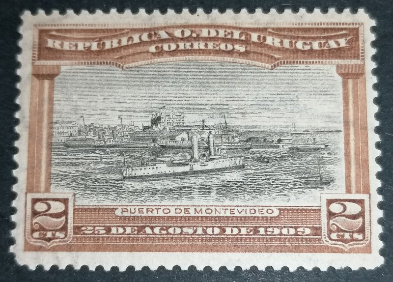 Uruguay 2c 1909 port of Montevideo MNH inverted watermark