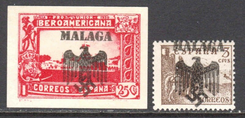 SPAIN GERMANY PROPAGANDA MALAGA OVERPRINT OG NH U/M VF x2 #1 BEAUTIFUL GUM