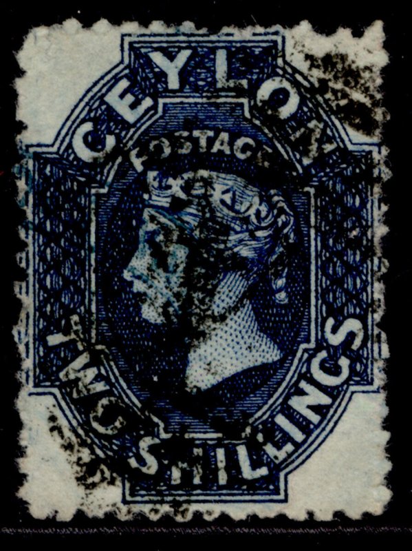 CEYLON QV SG72b, 2s deep blue, USED. Cat £20.