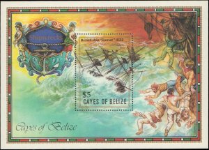 1985 Belize - Cayes of Belize #26-27, Complete Set, Strip + Souvenir Sheet, N...