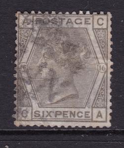 Great Britain a QV 6d grey plate 16 used