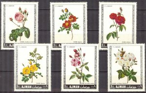 Ajman 1969 Flowers Roses set of 6 MNH