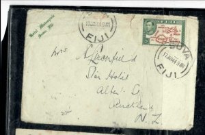 FIJI ISLANDS COVER (P0303B)  KGVI 1944 2 1/2D COVER TO  NEW ZEALAND 