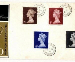 GB LSD MACHIN FDC 1969 First Day Cover HIGH VALUES {samwells}BB297 