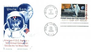 FIRST MOON MAIL UNCLE SAM ON CHICKERING JACKSON CACHET COVER MOON RARE 5000 1969