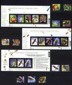 BEE, BUTTERFLY, LADYBUG, INSECTS = stamps & SSs collection MNH Canada 2007-2012