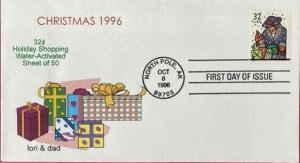 lori & dad 3108/11 Christmas 1996 Set of 4 Beautiful Covers North Pole Postmark