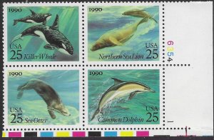 US #2508-11  MNH Plate Block. Ocean Sea Creatures.    Nice.