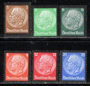 Germany Reich Scott # 436 - 441, mint nh