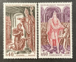 France 1966 #1166-7, Charlemagne & Clovis, MNH.