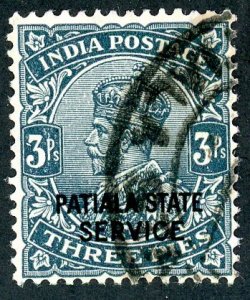 India- Convention States, Patiala, Scott #o40, Used