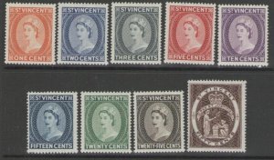 ST.VINCENT SG212/20 1964-5 DEFINITVE SET p13x14 MNH 